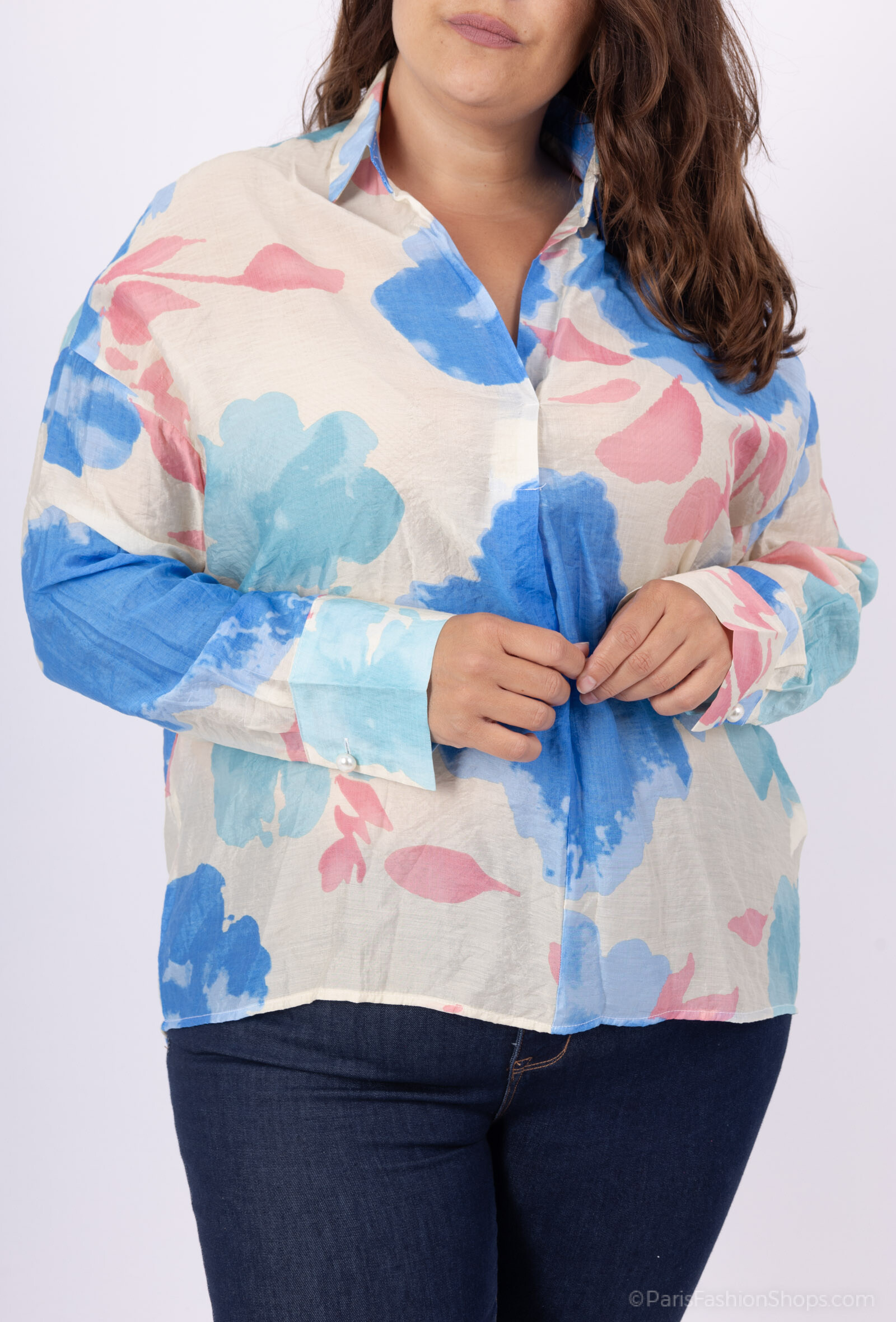 Großhändler World Fashion - Rayon Hemd Damen Große Größe Langarm - Elegant und Bequem