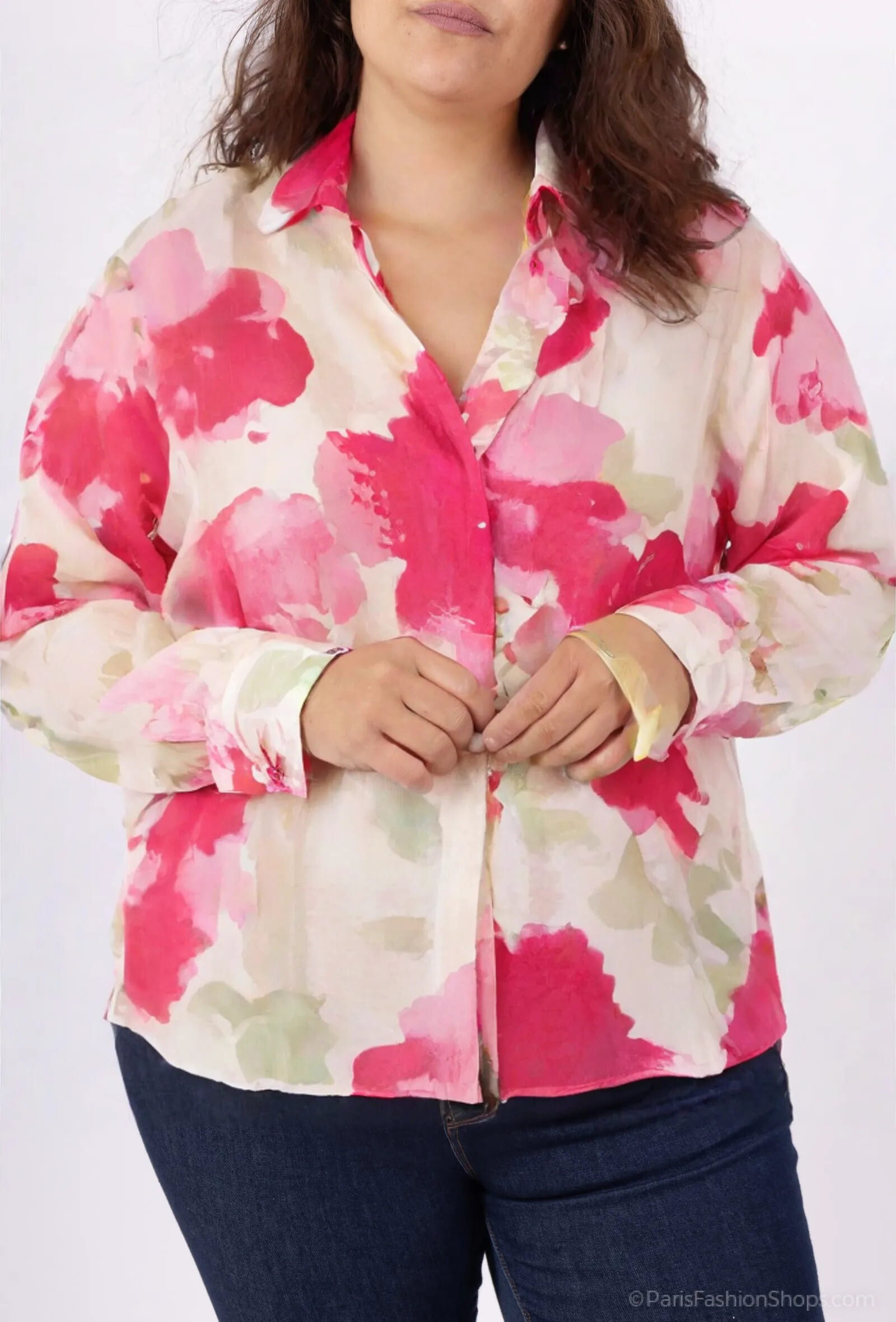 Großhändler World Fashion - Rayon Hemd Damen Große Größe Langarm - Elegant und Bequem