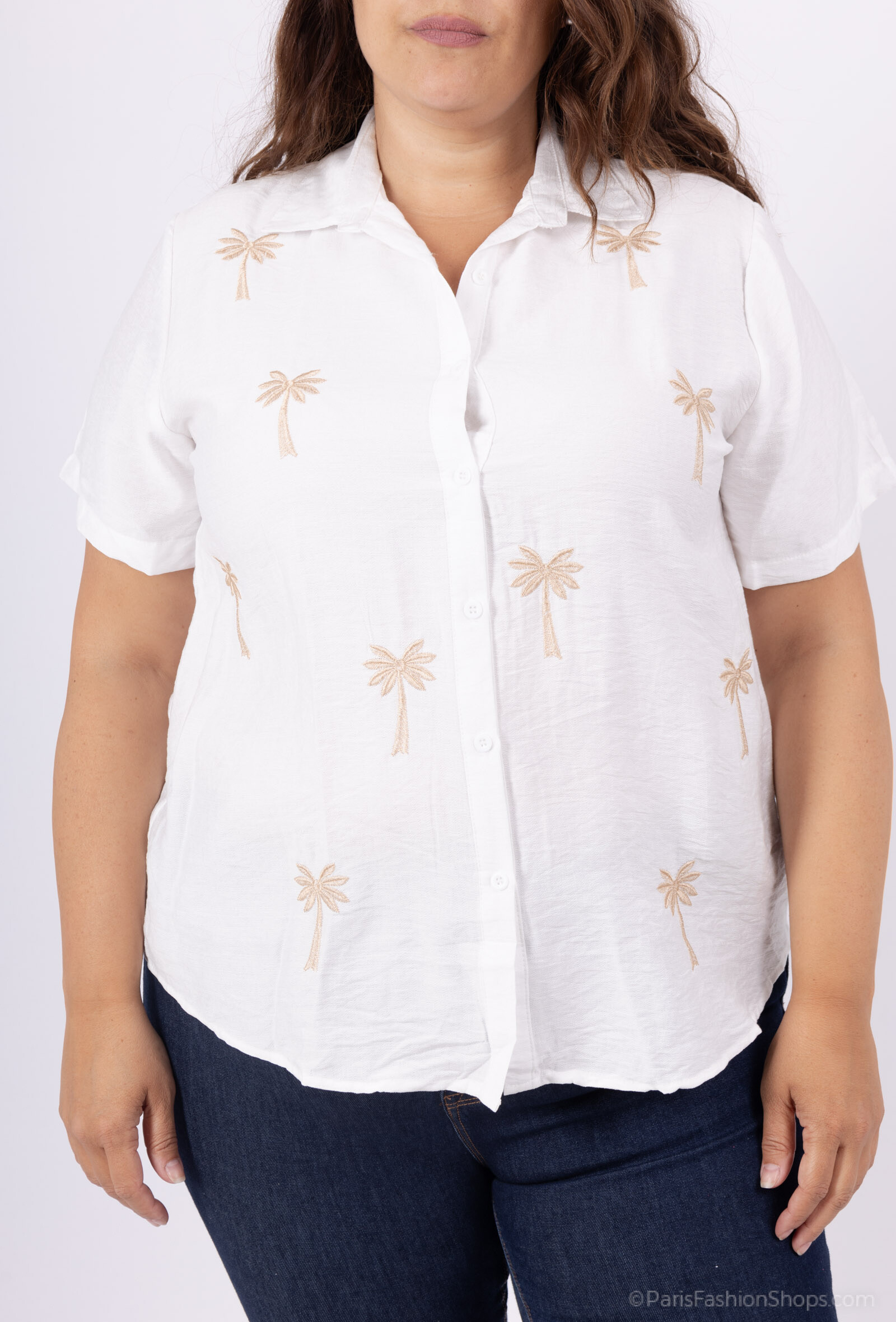 Grossiste World Fashion - Chemise Femme en Coton Grande Taille Manches Courtes – Élégante et Confortable