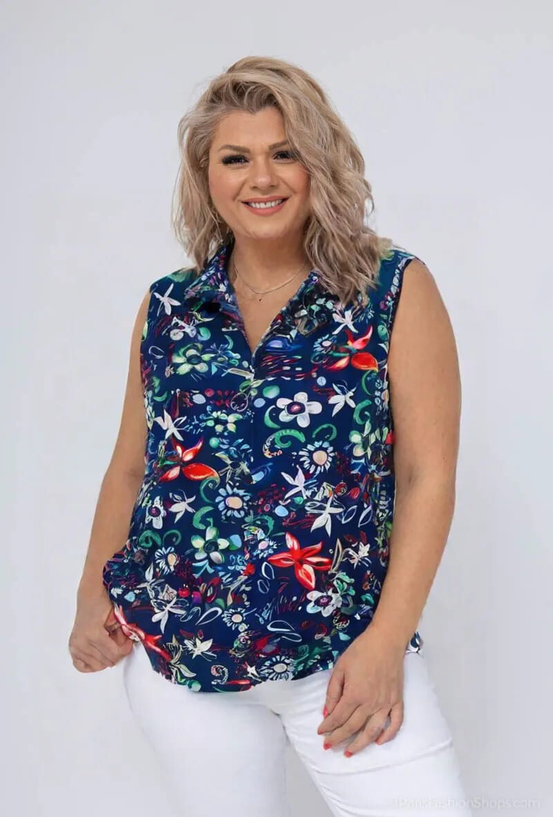 Großhändler World Fashion - Damenhemd in großen Größen ohne Ärmel - Elegant und Bequem