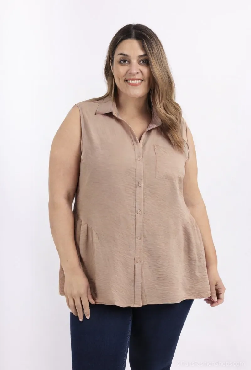 Mayorista World Fashion - Camisa de mujer grande sin mangas - elegante y cómoda