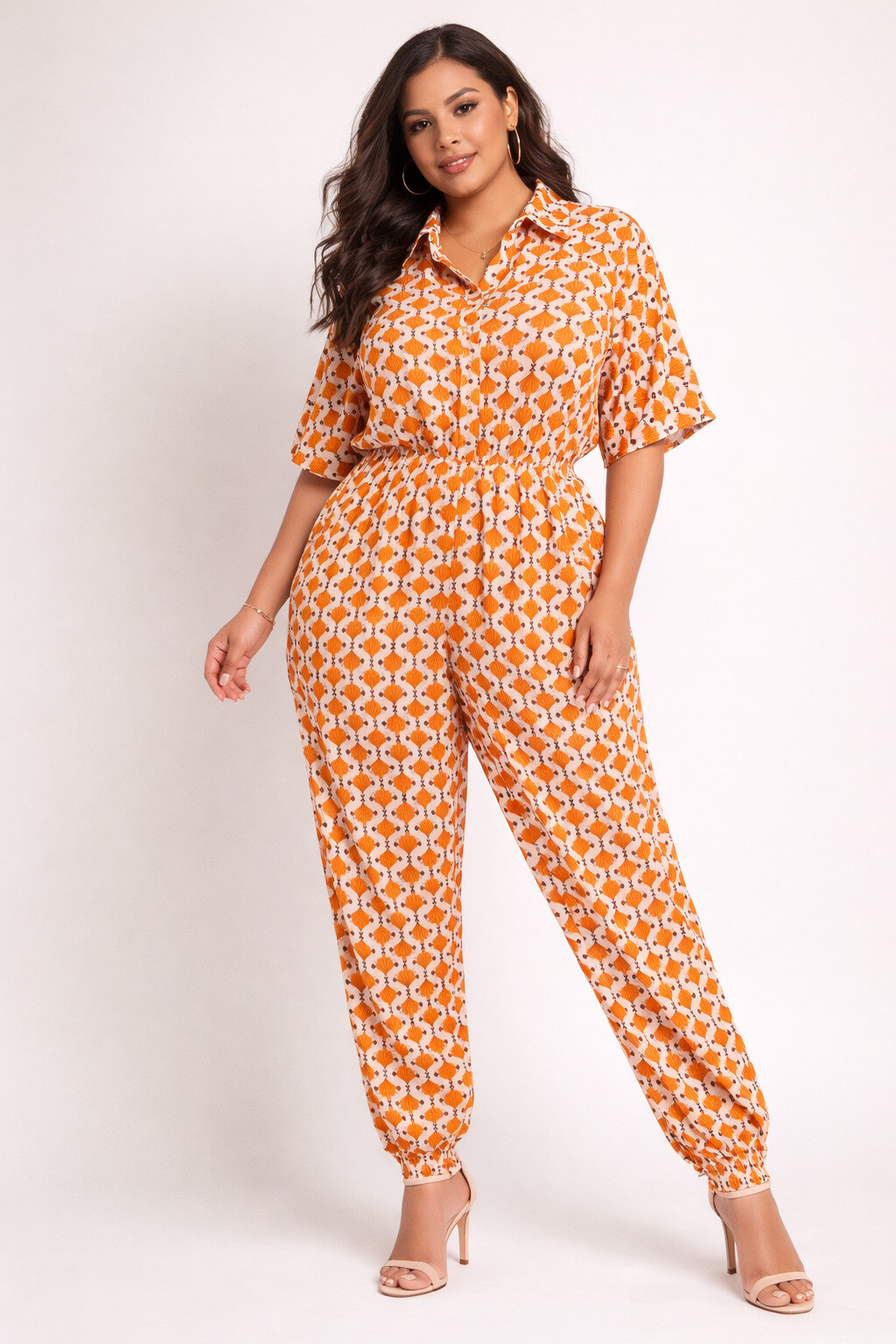 Großhändler World Fashion - Große Größen Jumpsuit mit kurzen Ärmeln - Bedruckt