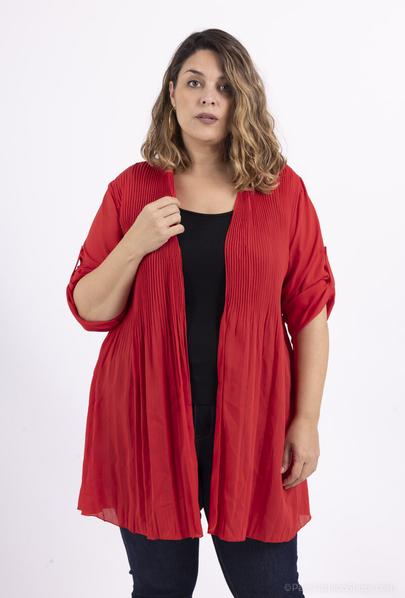 Wholesaler World Fashion - Lightweight GT pleated long-sleeved cardigan - Plain