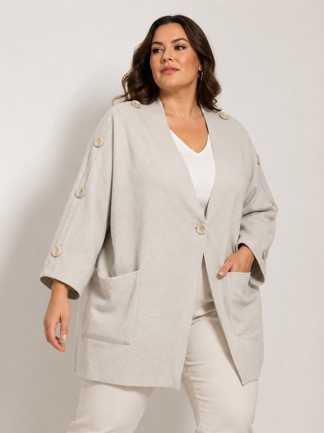 Wholesaler World Fashion - Plus Size Cashmere V-Neck Coats