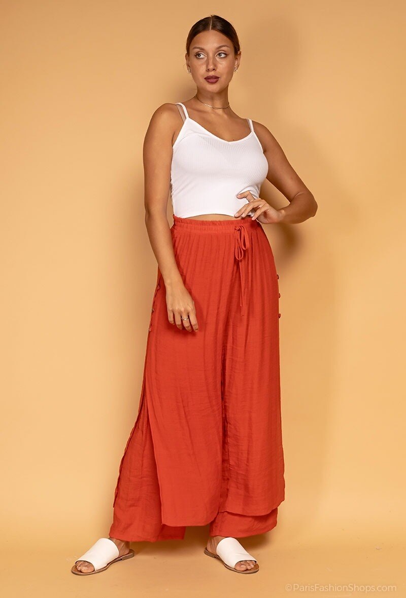Mayorista World Fashion - Pantalón ancho con grieta