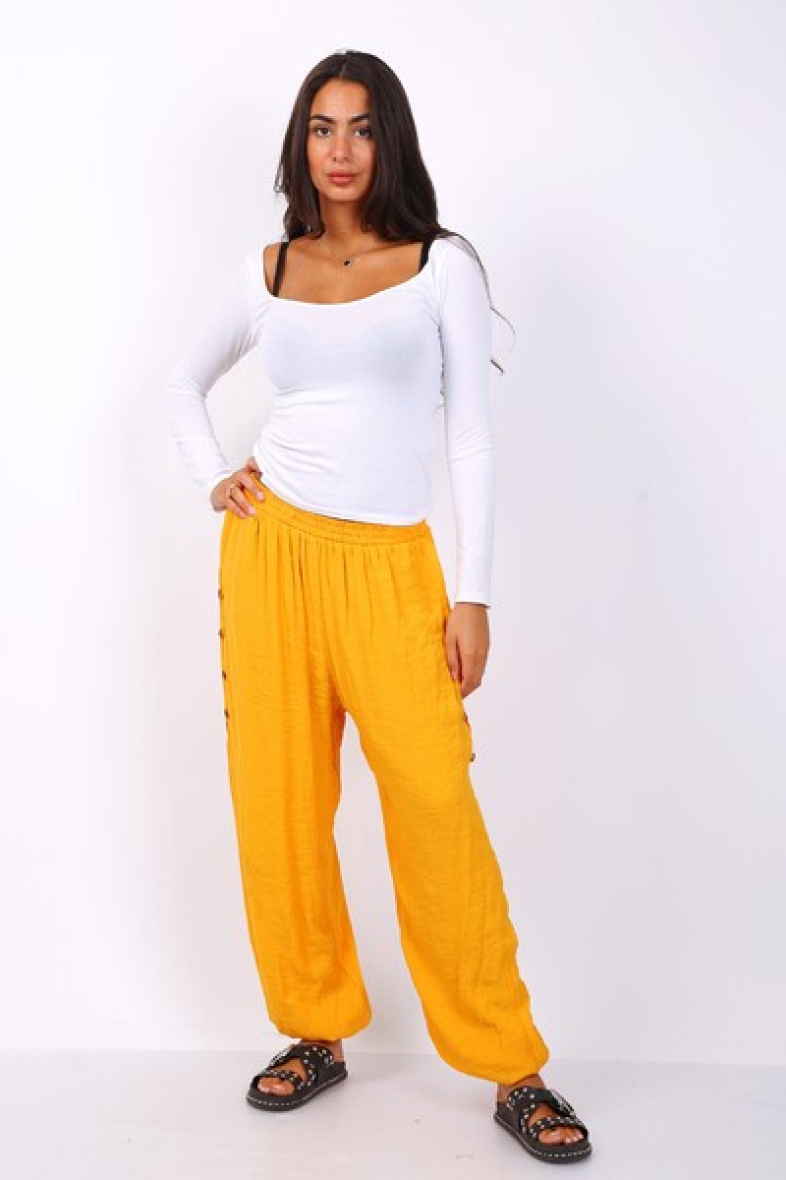 Grossiste World Fashion - Pantalon fente GT coupe large doublé resseré - Uni