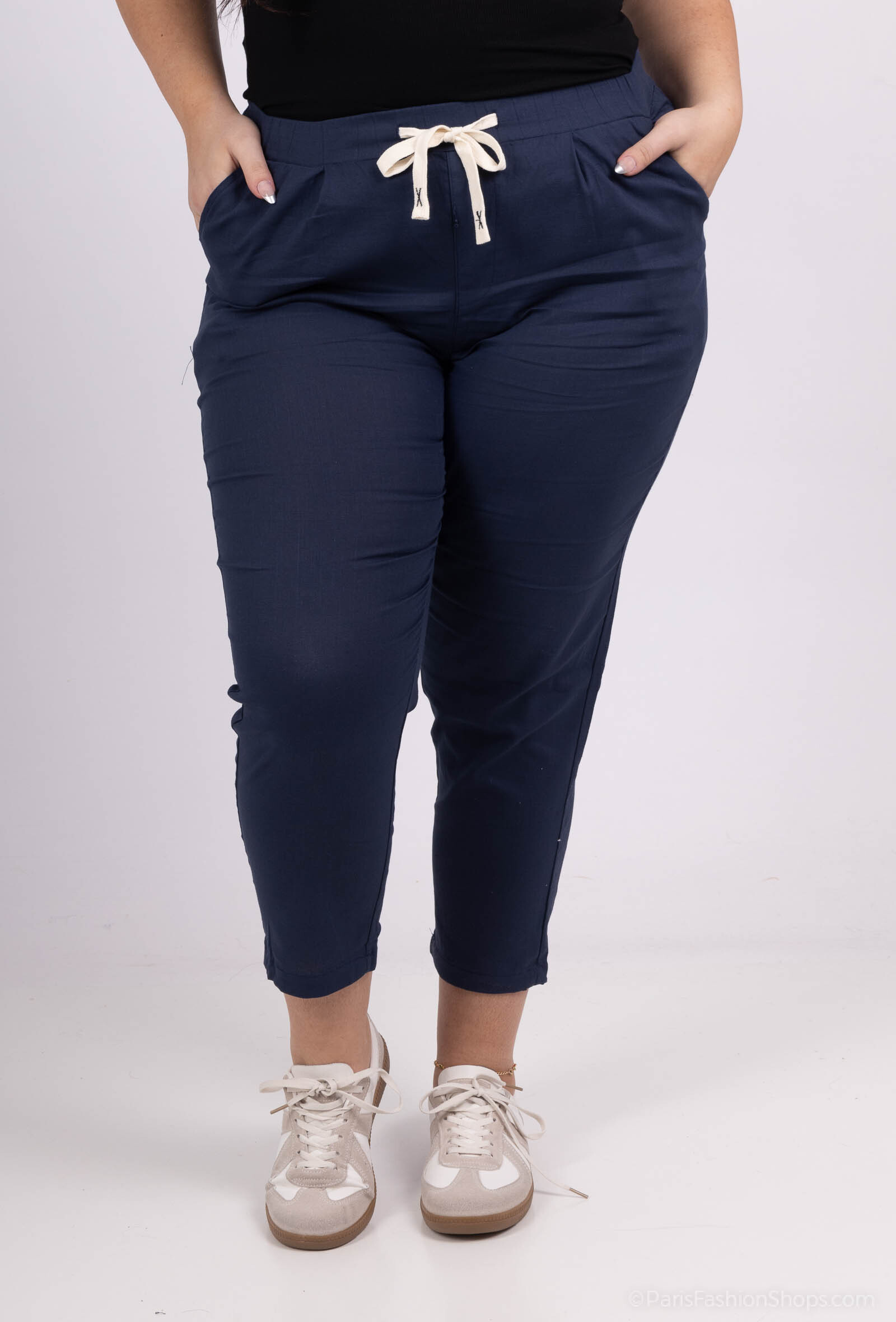 Wholesaler World Fashion - GT pants elastic size cotton linen - uni