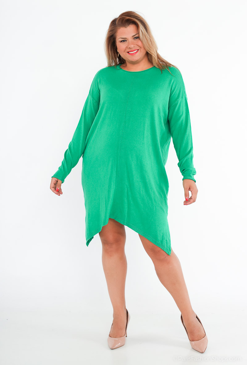 Mayorista World Fashion - Vestido suéter GT sencillo y liso con cuello redondo.