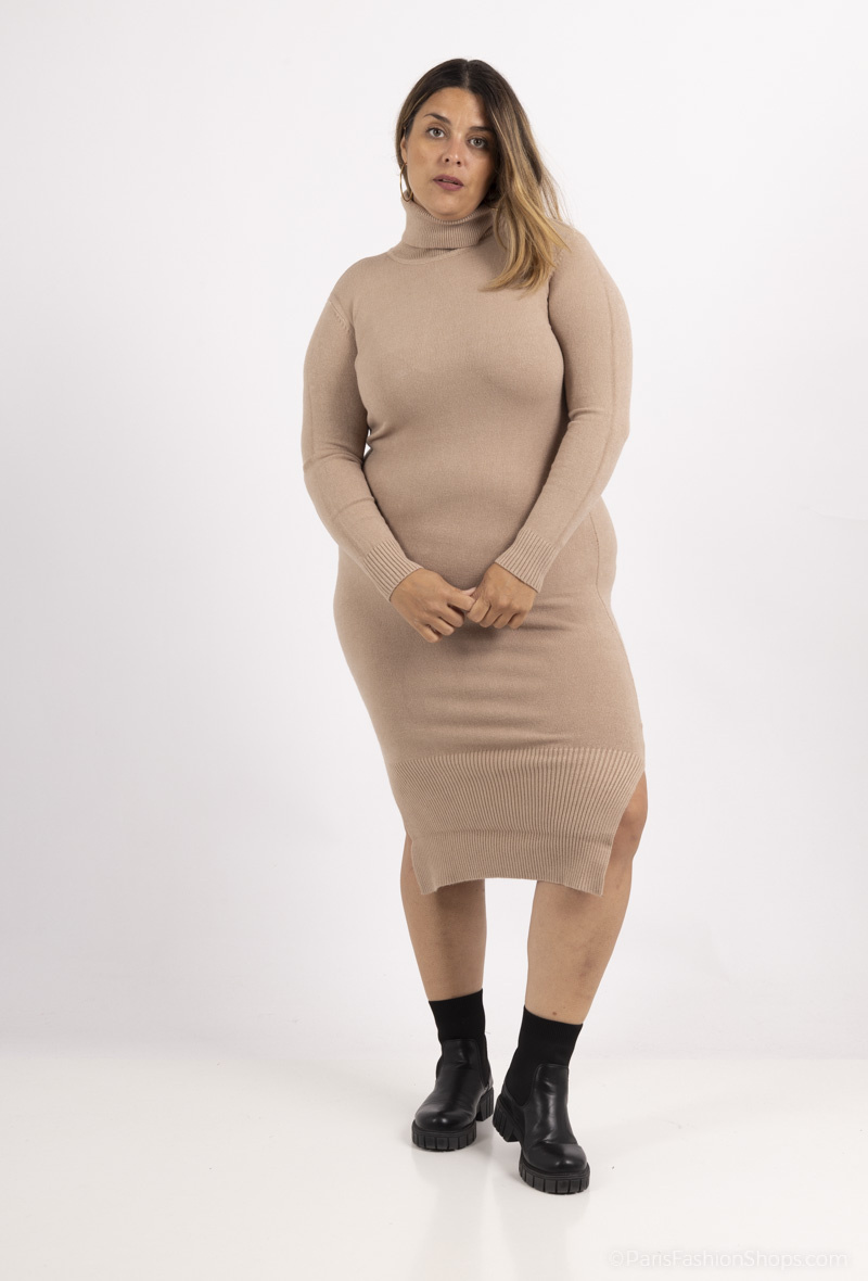 Mayorista World Fashion - Jersey Vestido largo de cuello alto GT con cachemira