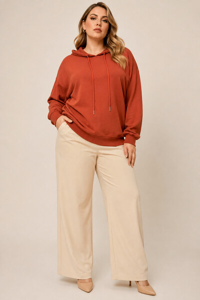 Grossista World Fashion - Felpa con cappuccio in cotone taglia grande Grossista World Fashion - Felpa con cappuccio in cotone taglia grande
