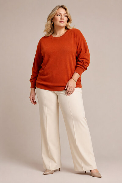 Grossista World Fashion - Maglione in Cotone Taglia Grande con Girocollo Grossista World Fashion - Maglione in Cotone Taglia Grande con Girocollo