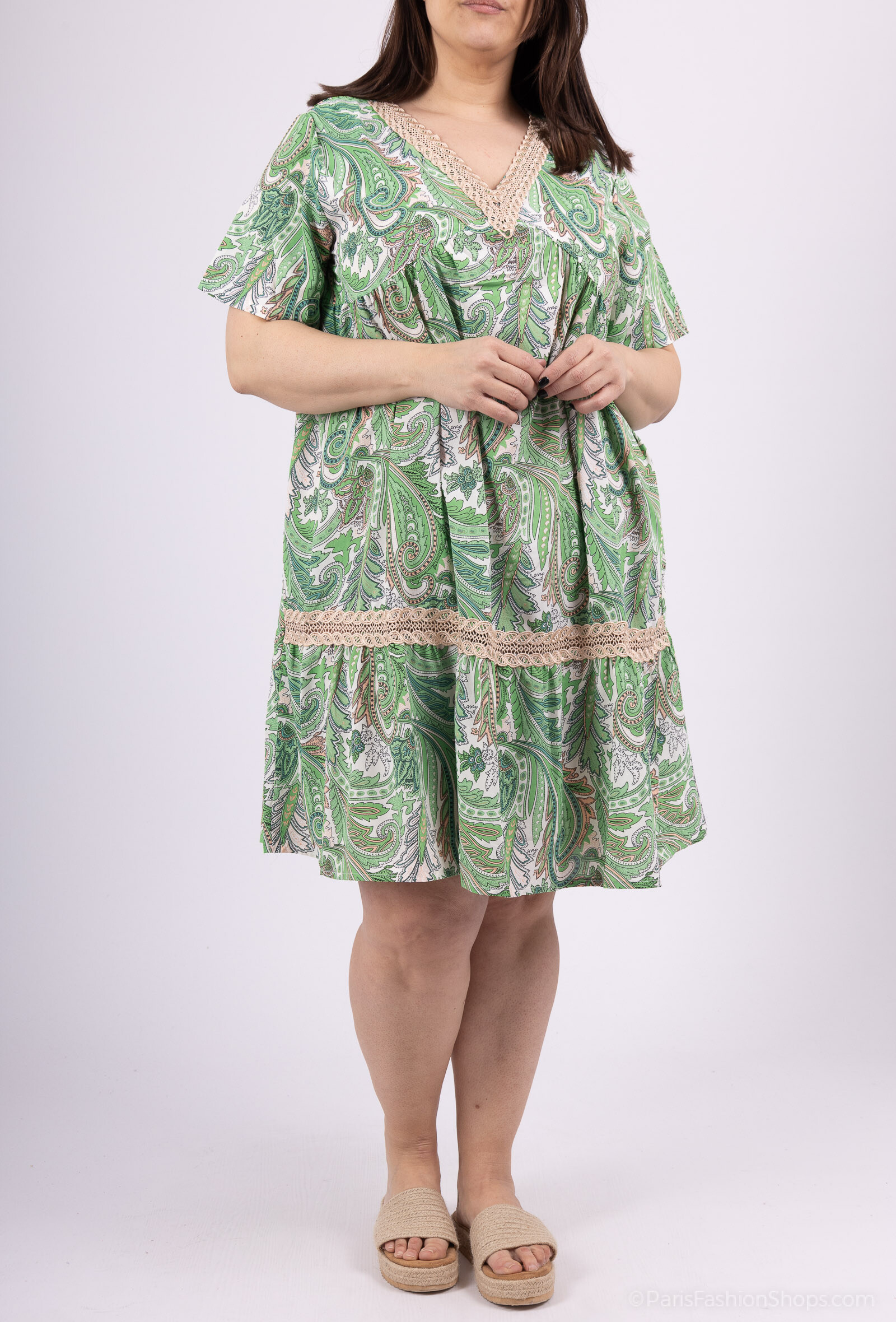 Wholesaler World Fashion - Lace ruffle dress GT short sleeves - Printed