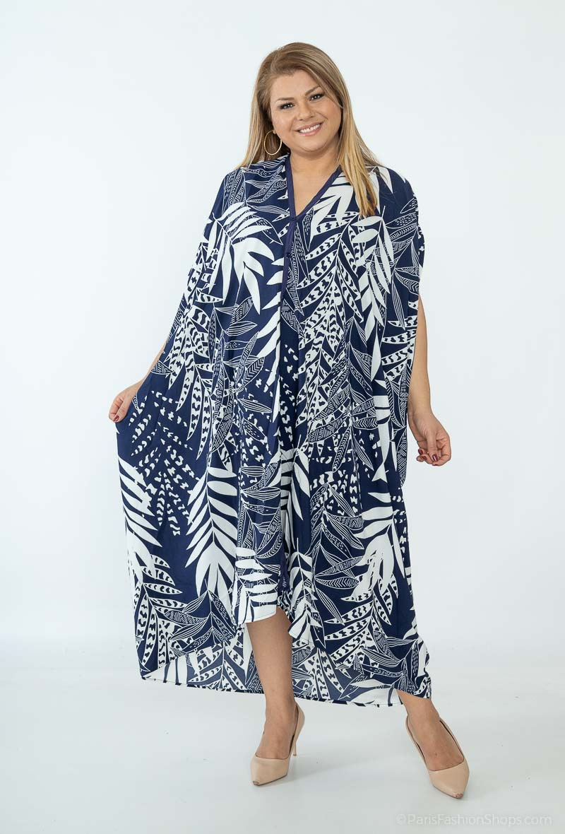 Wholesaler World Fashion - GT kimono dress with small sleeves - Tropical print