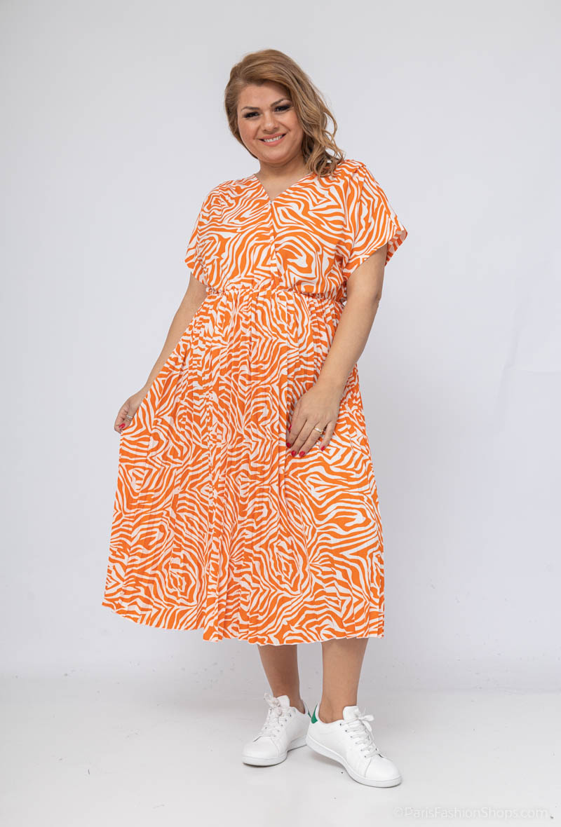 Grossiste World Fashion - Robe fluide & casual GT petites manches - Imprimé zèbre