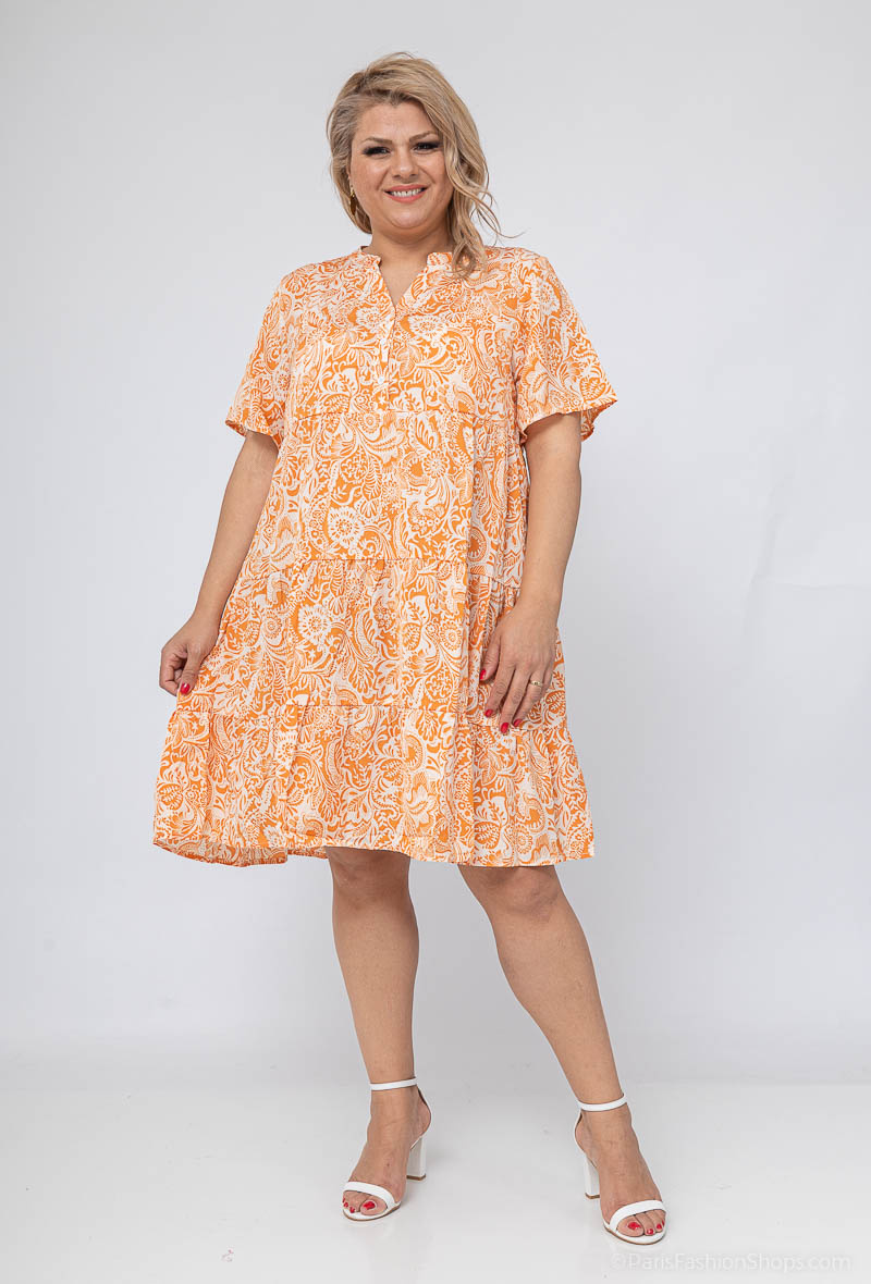 Wholesaler World Fashion - Short-sleeved GT ruffle dress - Printed