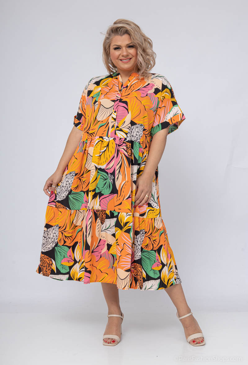 Wholesaler World Fashion - Large size women's dress short sleeves - elegant and comfortable