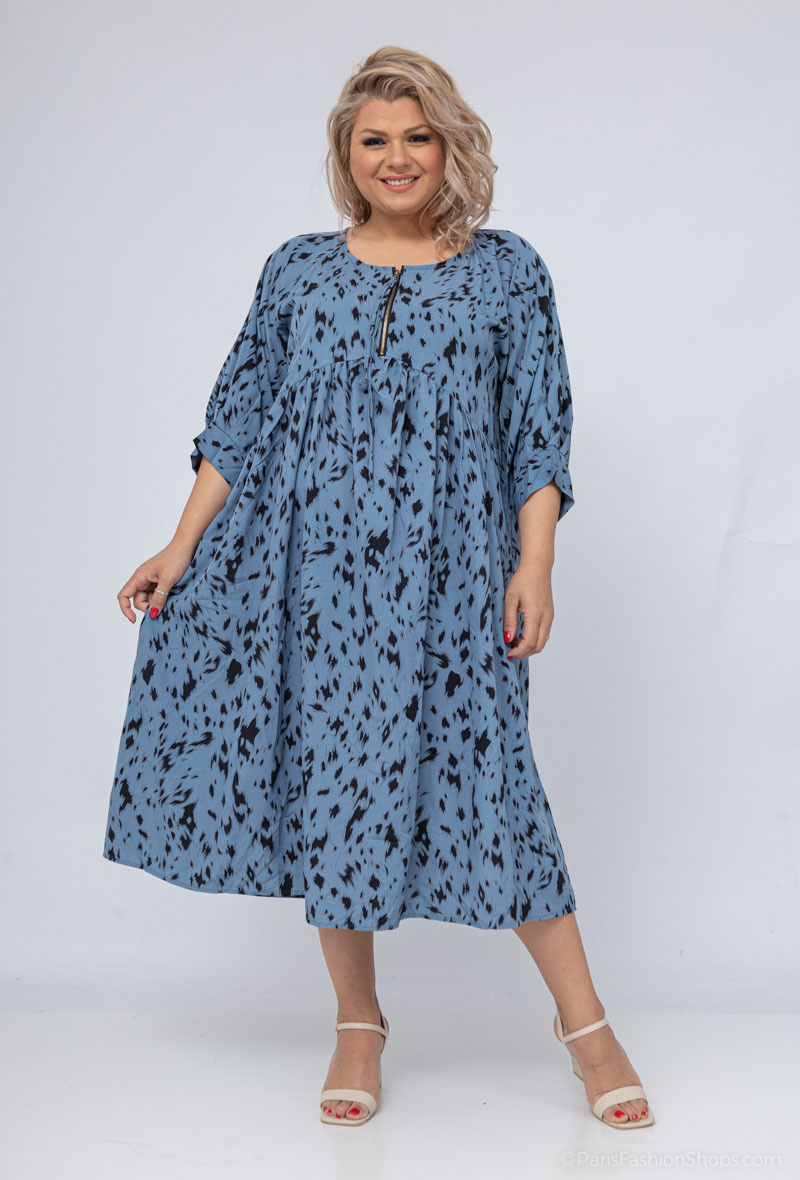 Wholesaler World Fashion - GT long dress with 3/4 sleeves - Leopard print