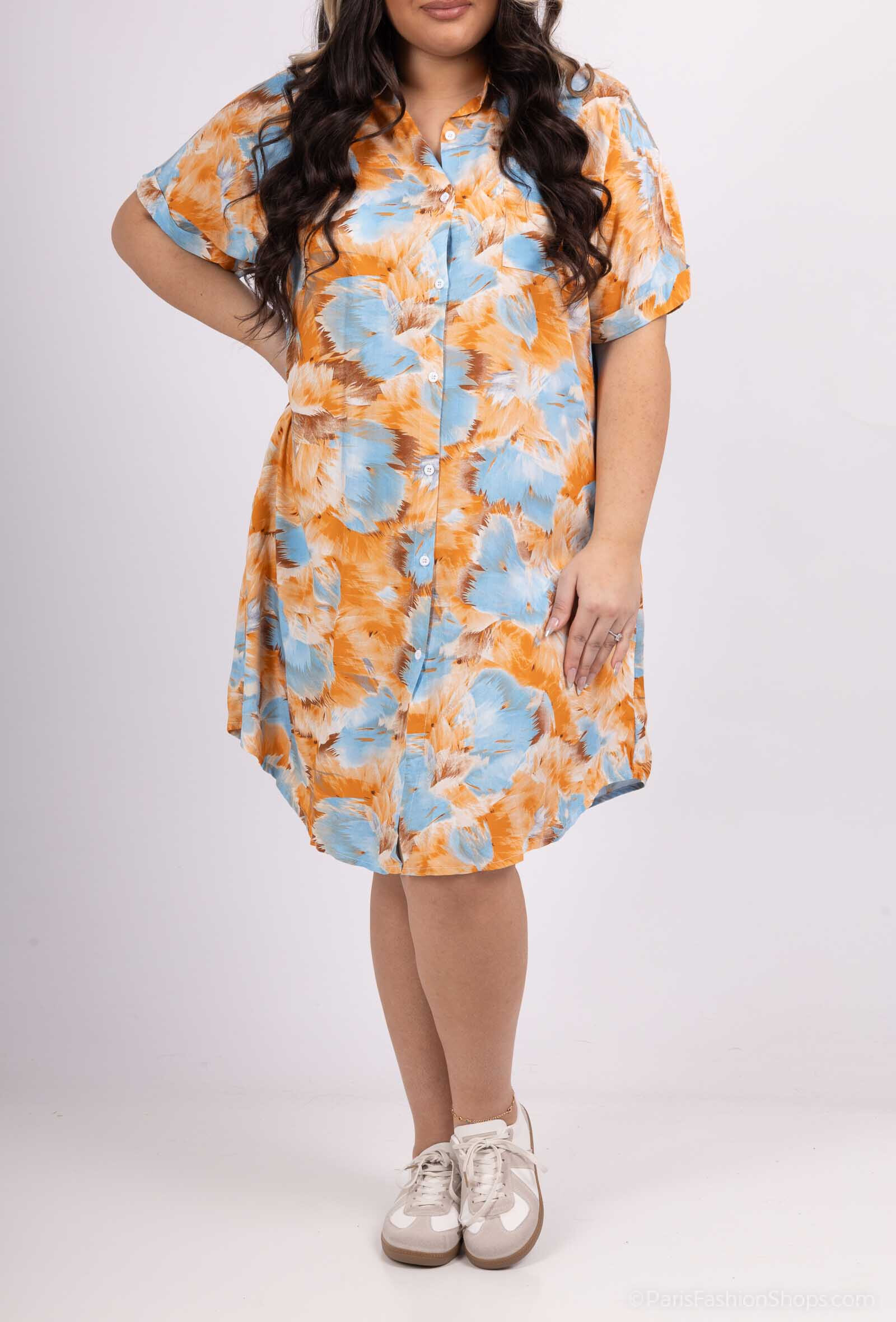 Wholesaler World Fashion - GT short-sleeved fluid & casual shirt dress - Printed