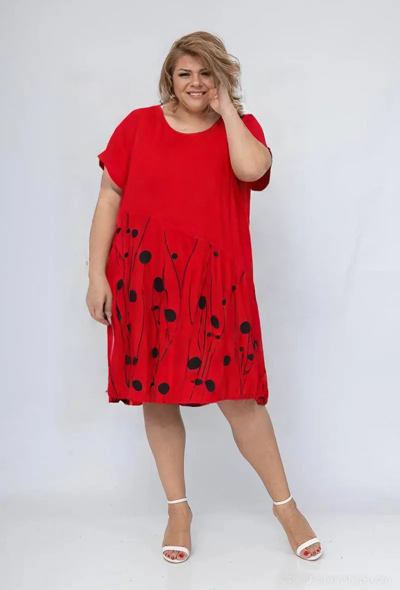 Wholesaler World Fashion - Large size woman dress short sleeves with linen - elegant and comfortable