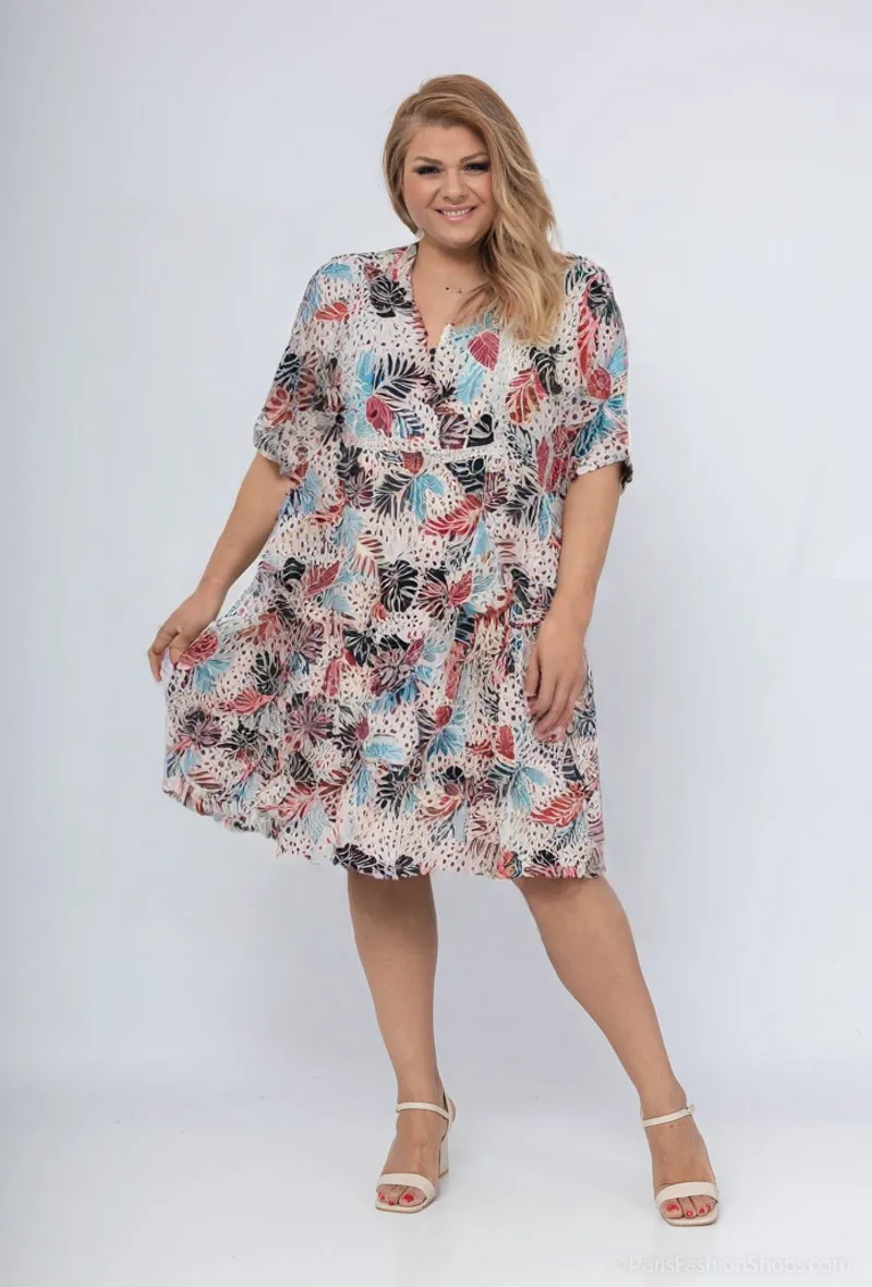 Mayorista World Fashion - Vestido para mujeres de gran tamaño mangas cortas: elegantes y cómodas