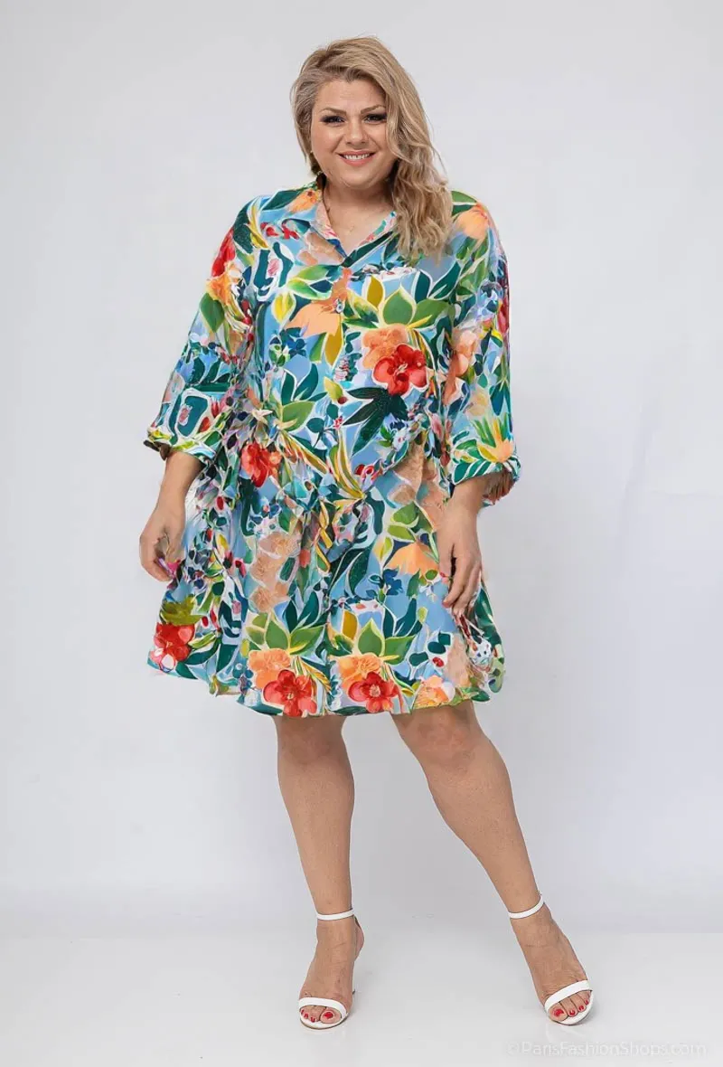 Mayorista World Fashion - Vestido de camisa de manga 3/4 - elegante y cómodo