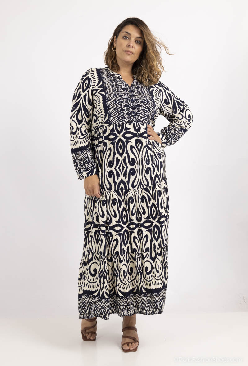 Wholesaler World Fashion - Long sleeve long dress - printed