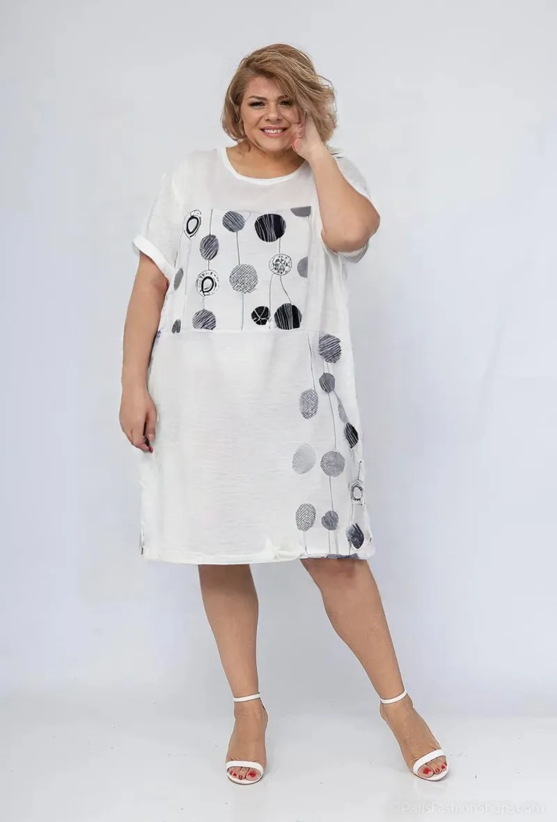 Mayorista World Fashion - Vestido de mujer de gran tamaño mangas cortas con lino - elegante y cómodo