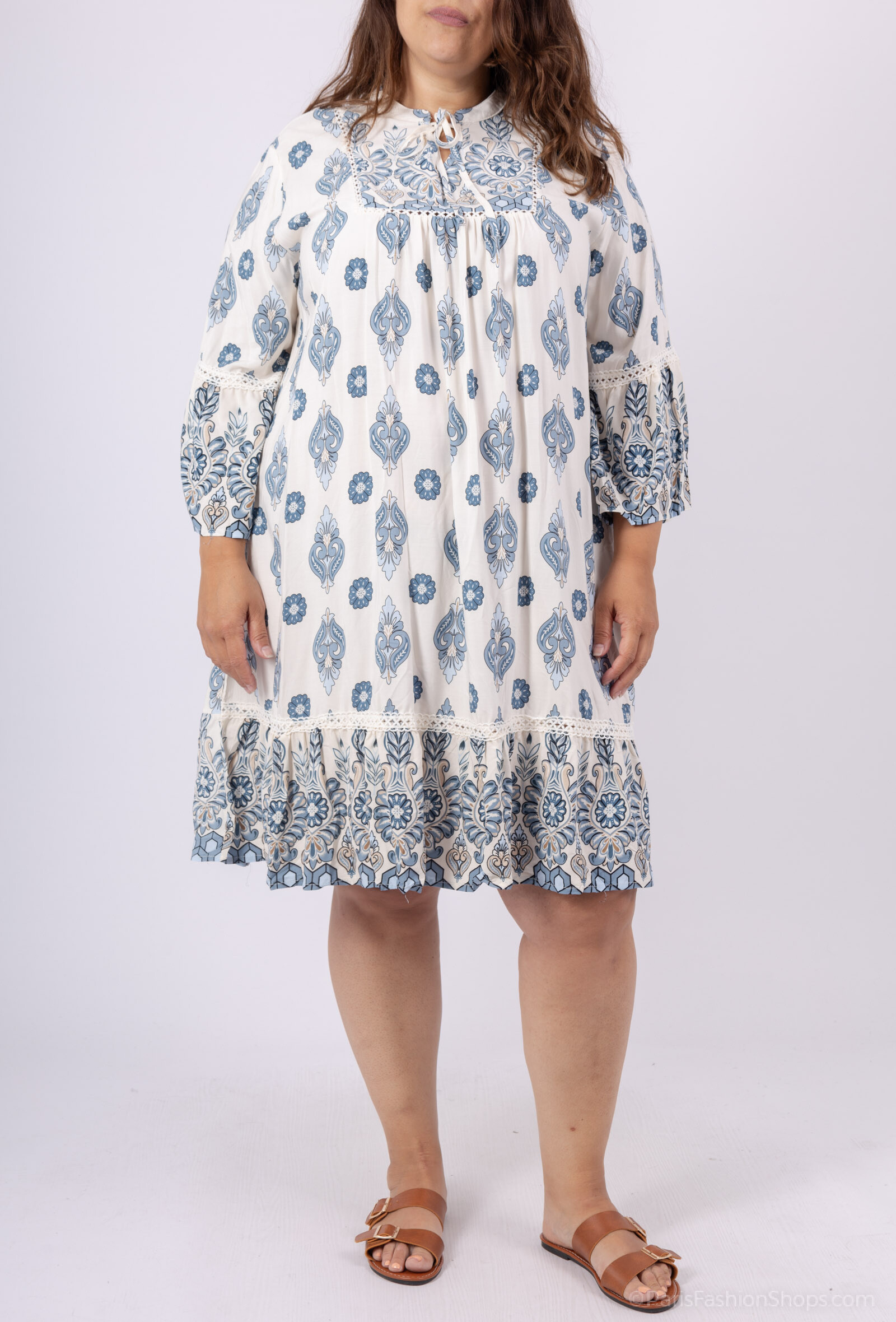 Grossiste World Fashion - Robe Femme Grande Taille en Coton Manches 3/4 – Élégante et Confortable