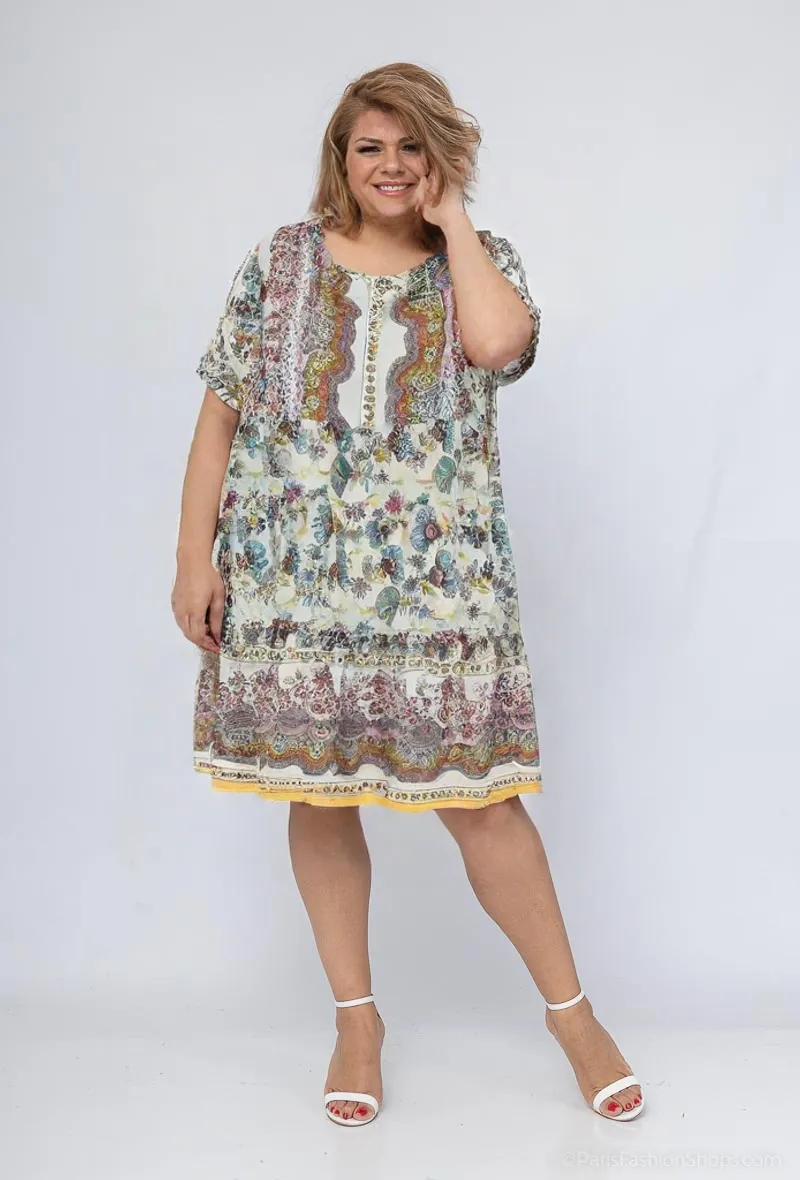 Großhändler World Fashion - Große Frauenkleid Kurzärmel - elegant und komfortabel