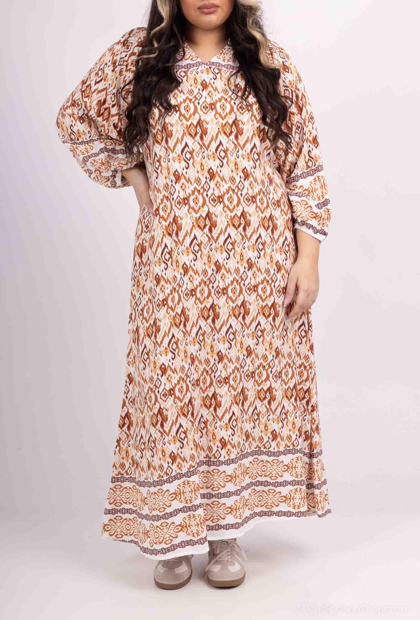 Wholesaler World Fashion - Long sleeve long dress - printed