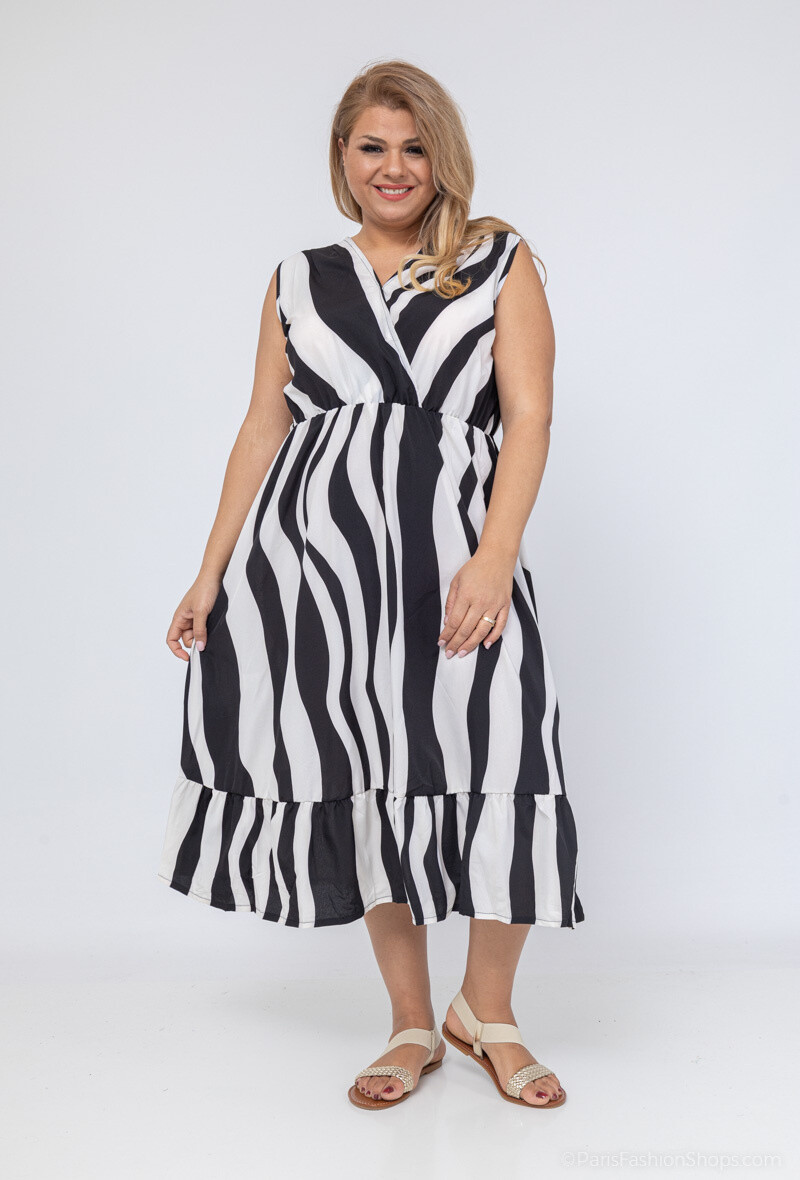 Großhändler World Fashion - Fließendes & lässiges ärmelloses GT-Kleid - Zebra-Druck
