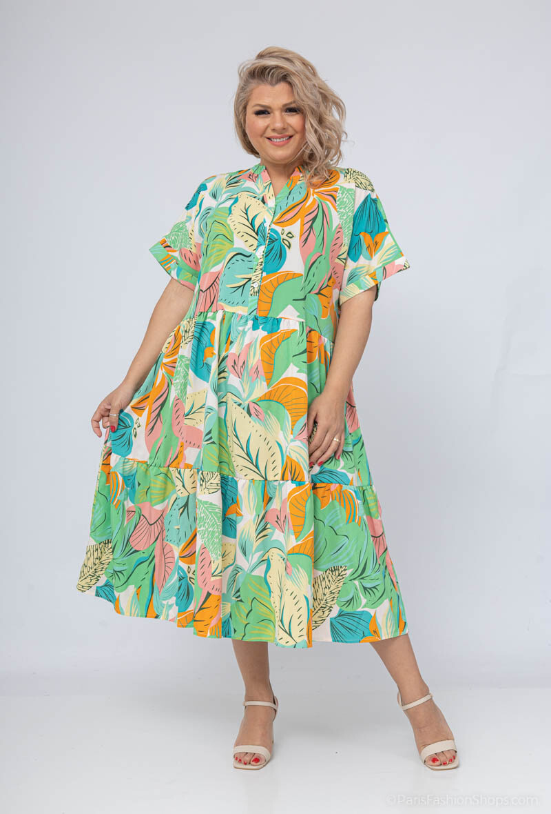 Mayorista World Fashion - Vestido para mujeres de gran tamaño mangas cortas: elegantes y cómodas