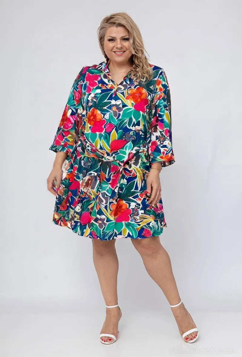 Wholesaler World Fashion - 3/4 sleeve shirt dress - elegant and comfortable