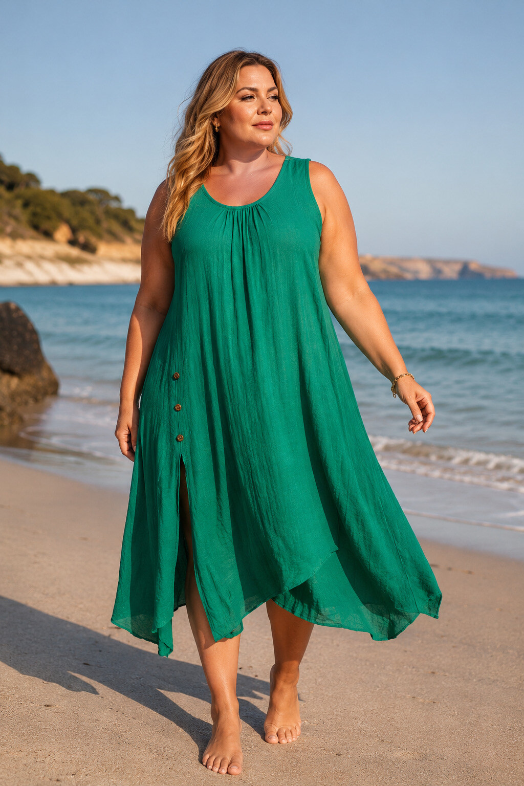 Grossiste World Fashion - Robe Longue Grande Taille sans manches - Uni