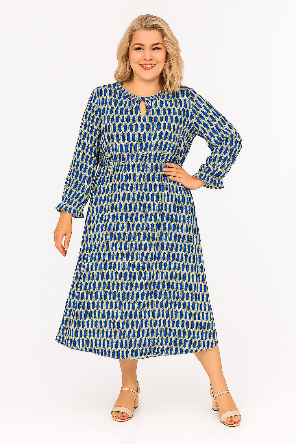 Mayorista World Fashion - Vestido largo GT con mangas largas - Estampado
