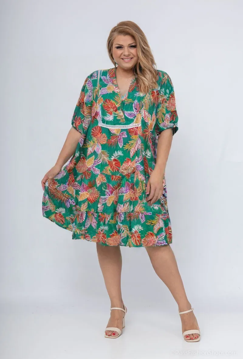 Mayorista World Fashion - Vestido para mujeres de gran tamaño mangas cortas: elegantes y cómodas