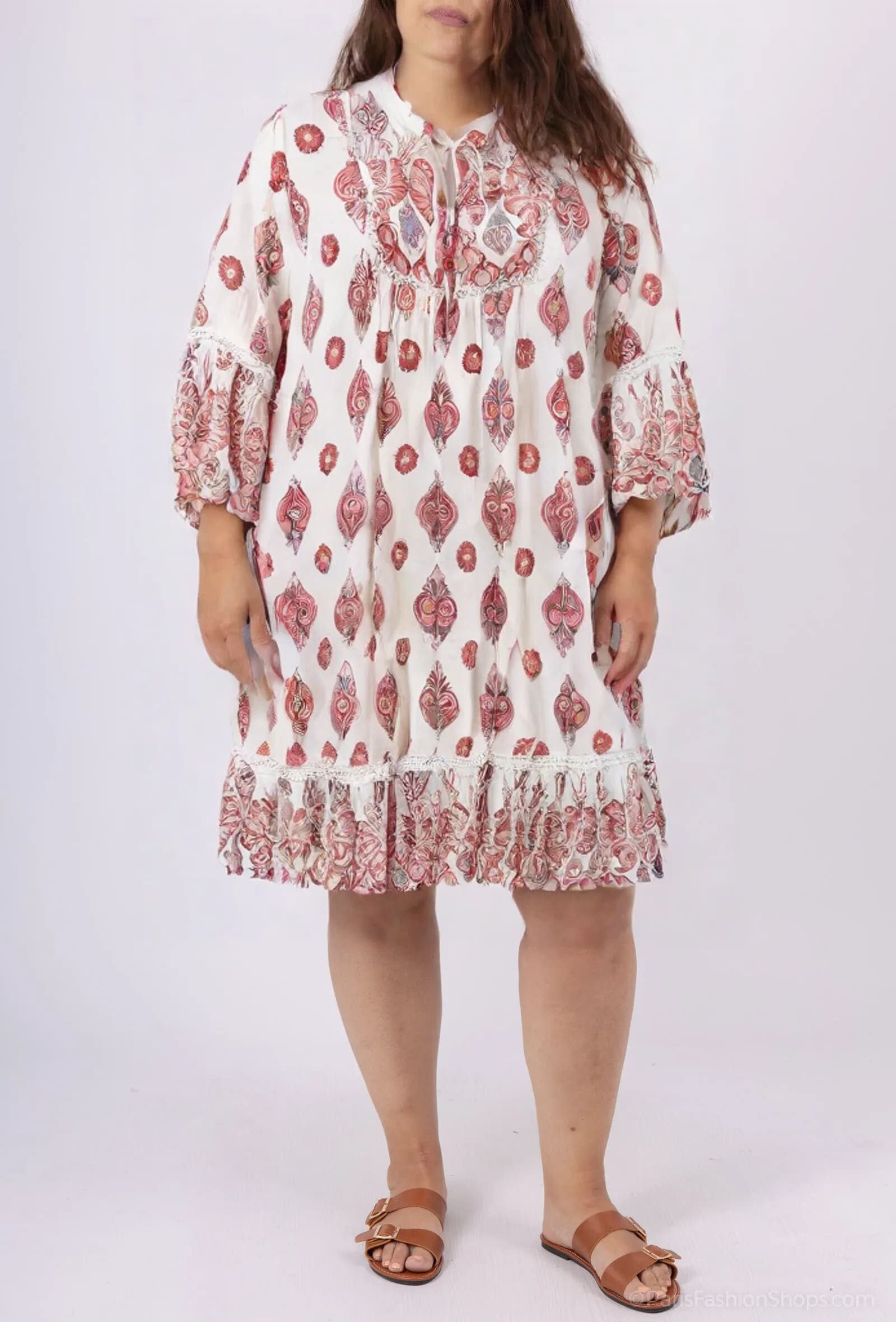 Grossiste World Fashion - Robe Femme Grande Taille en Coton Manches 3/4 – Élégante et Confortable