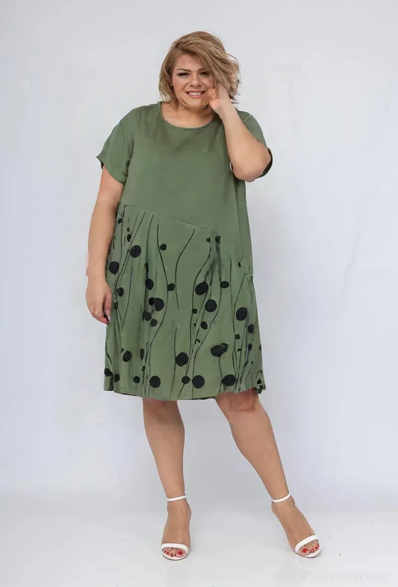Mayorista World Fashion - Vestido de mujer de gran tamaño mangas cortas con lino - elegante y cómodo