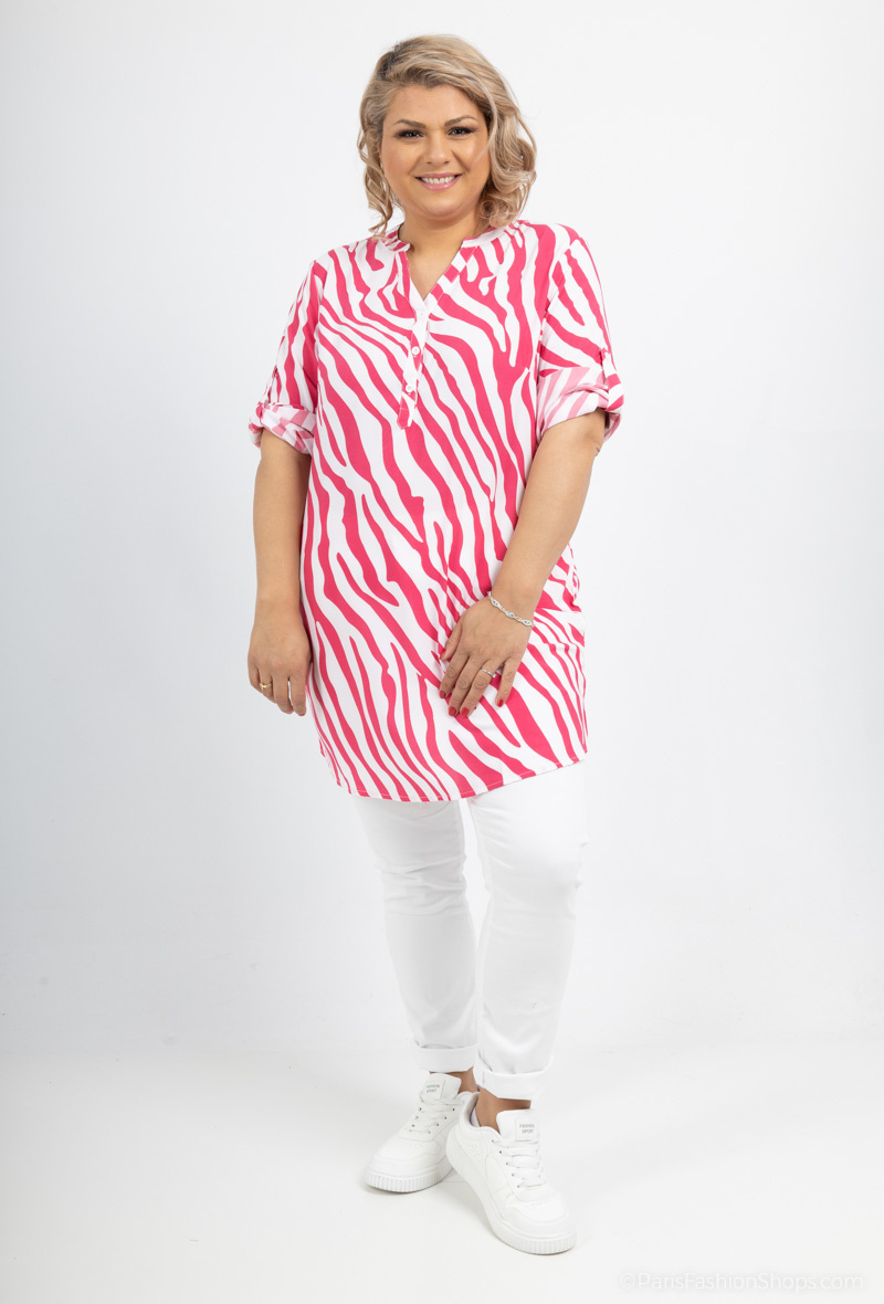 Grossista World Fashion - Tunica GT fluida e casual con maniche 3/4 e stampa zebrata