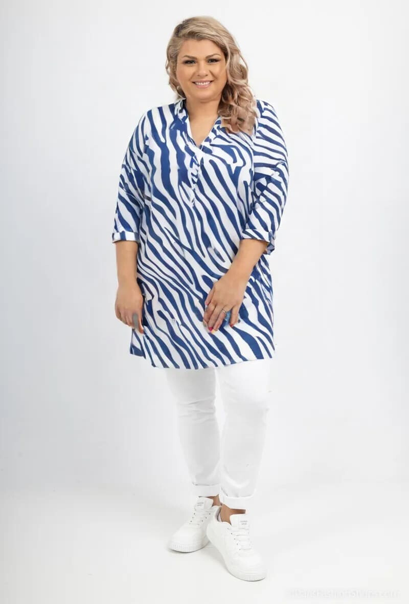 Grossiste World Fashion - Tunique fluide & casual GT manches 3/4 - Imprimé zèbre
