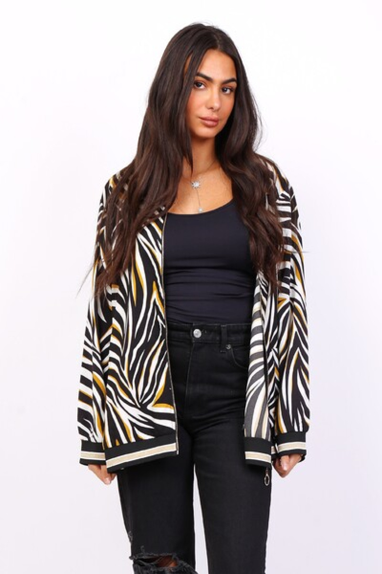 Mayorista World Fashion - Cazadora bomber GT de manga larga - Estampado de cebra