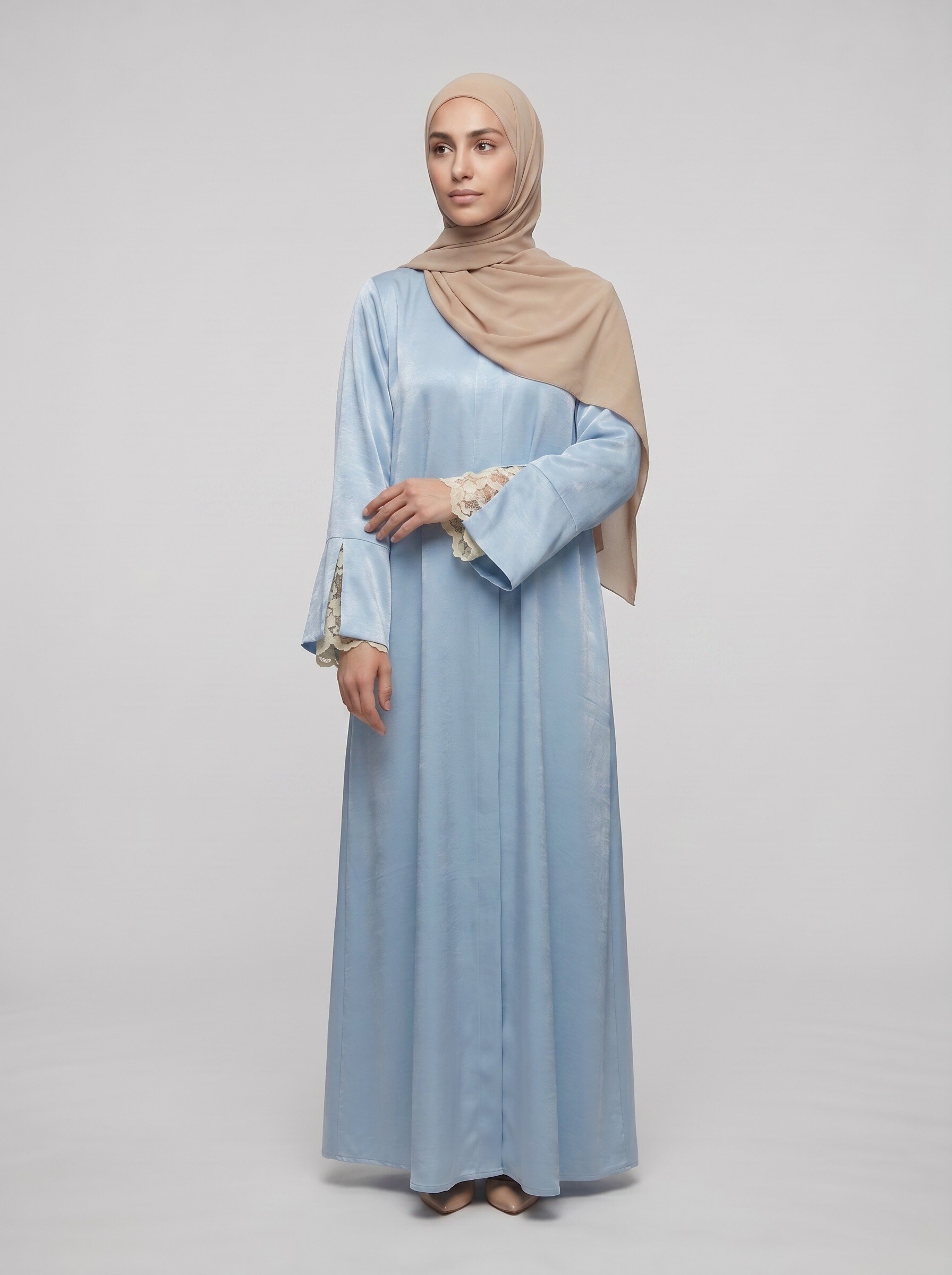 Wholesaler X TO MAX - Satin dress with lace split sleeve