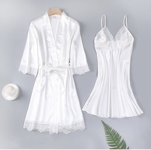 Wholesaler Xin Feng Yun - Bathrobe set with nightie with lace
