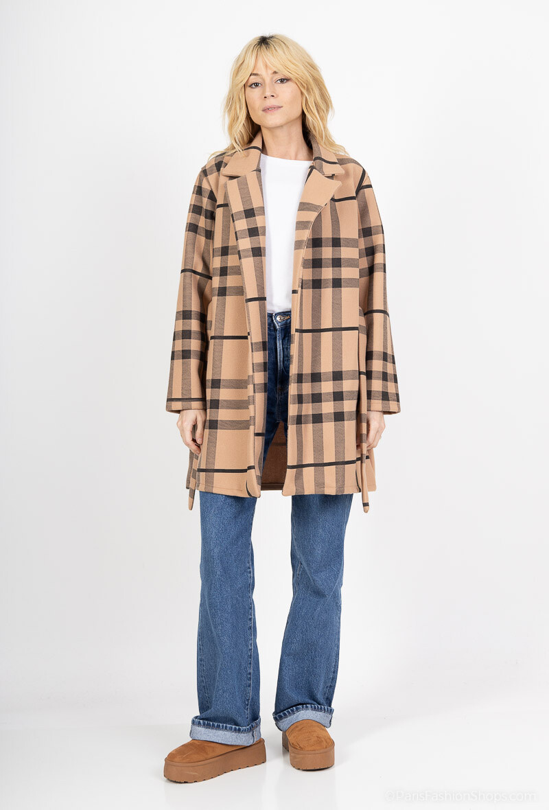 Wholesaler Y.Long - Check belted coat
