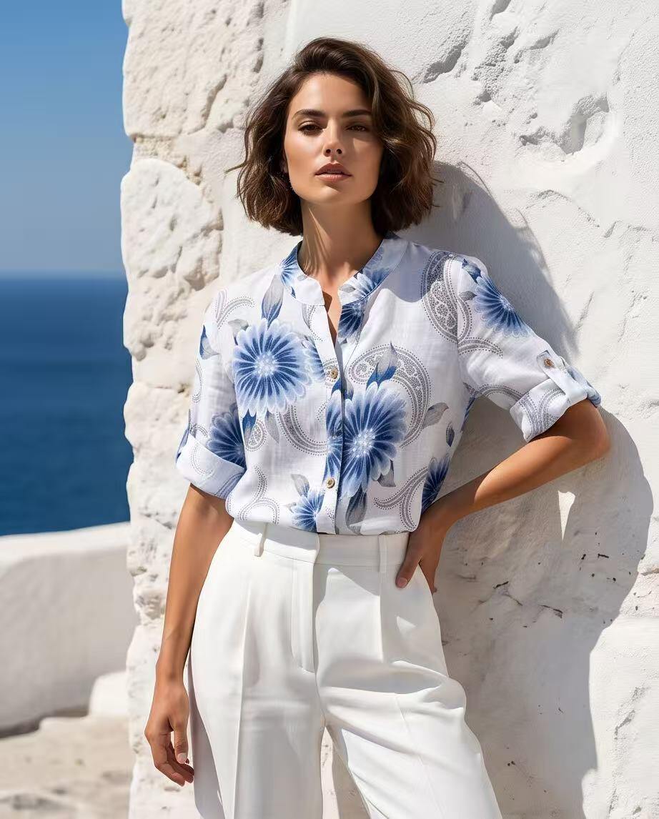 Wholesaler YALI MODA - Floral Linen Shirt