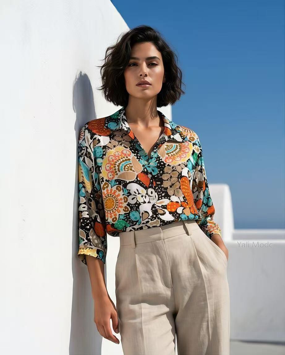 Wholesaler YALI MODA - Multicolor Boho Pattern Shirt