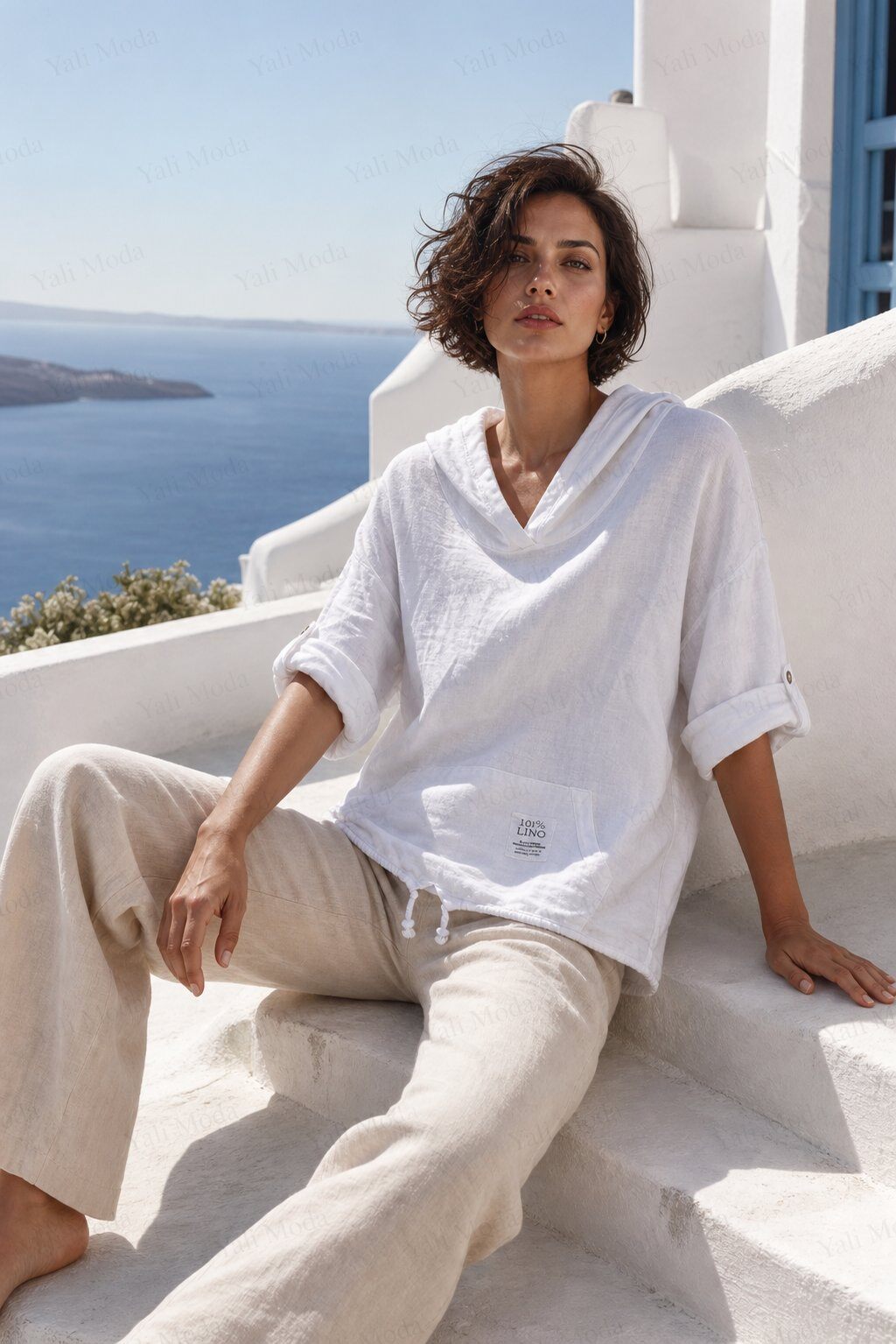 Grossista YALI MODA - Maglia Ampia con Cappuccio e Coulisse