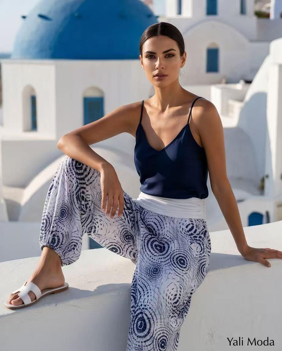 Mayorista YALI MODA - Pantalones Harem de mosaico de medianoche