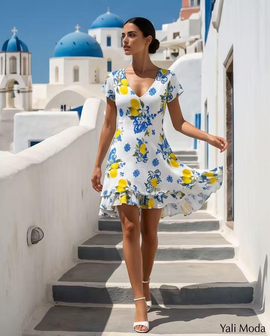 Großhändler YALI MODA - Kurzes Kleid Lemon Breeze