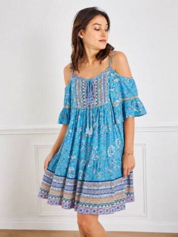 Mayorista YALI MODA - Vestido Corto "Azul Mediterráneo"